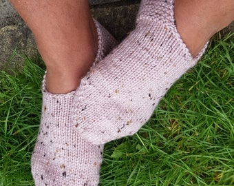 Hand Knitted Wool Men's Slippers: Warm Bed Socks (Size 9-10)