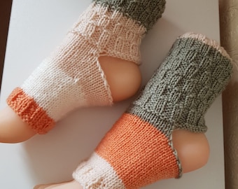 Hand Knit Wool Yoga Socks, Toe Less Pilates Socks