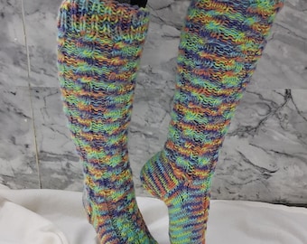Hand-Knit Cable Knit Thigh-High Socks: Women's Winter Boot Socks