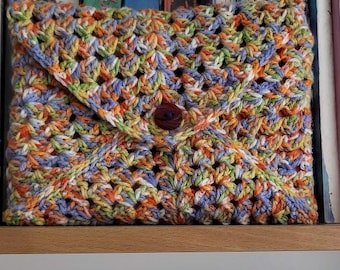 Funda de libro cuadrada de la abuela tejida a crochet: Funda de libro acrílica hecha a mano