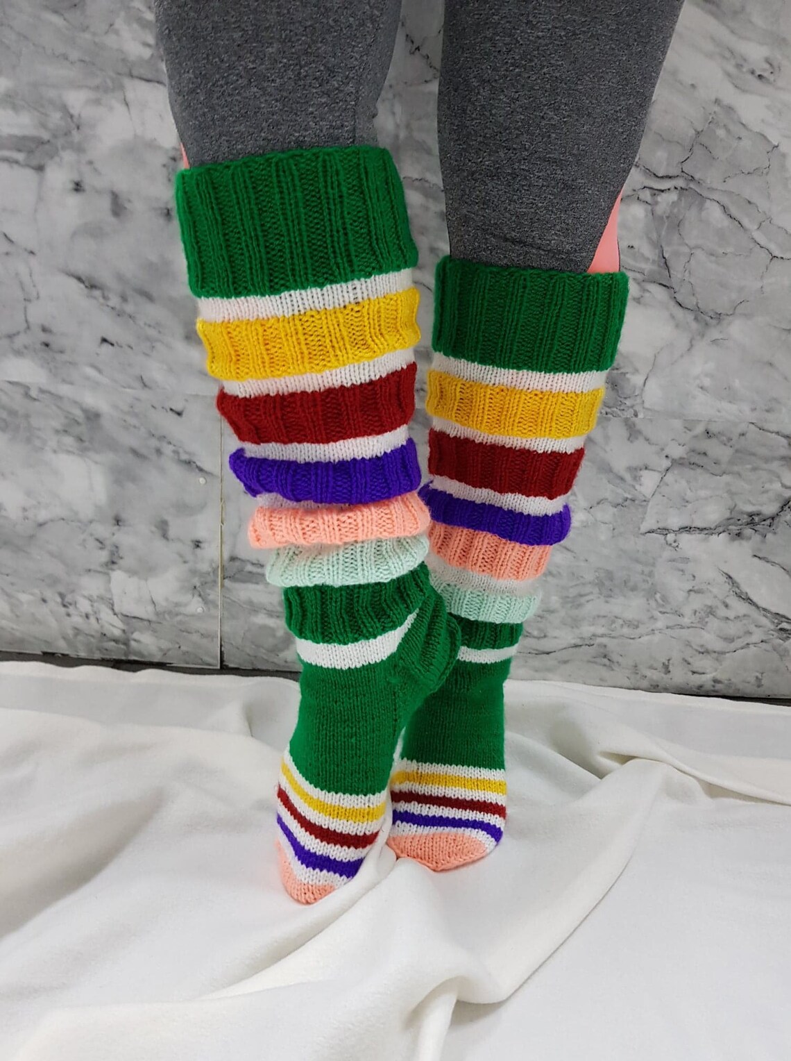 Knitted Long Socks Women's Over the Knee Socks, Knitted Boot Socks