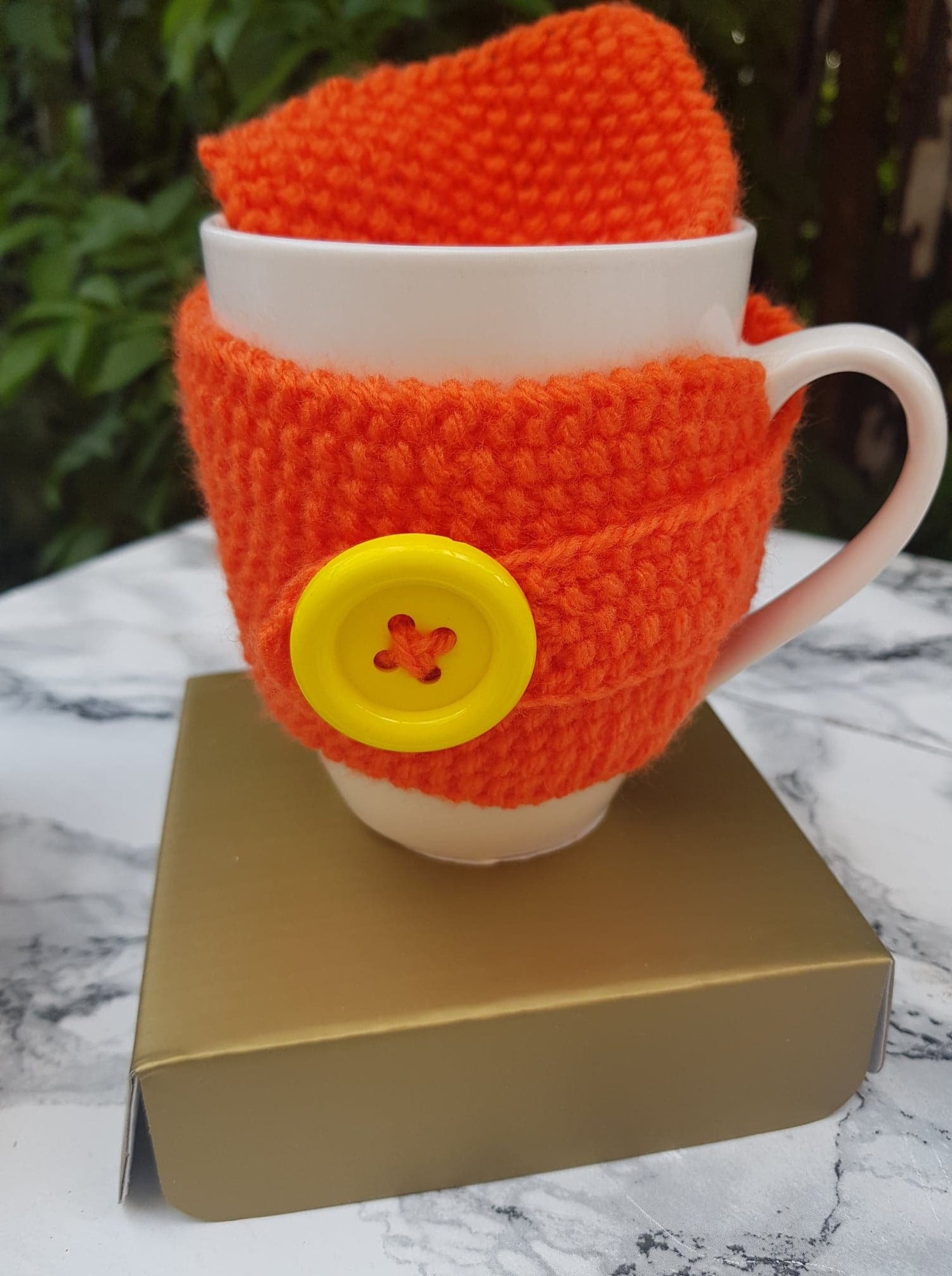 Hand Knit Orange Cup Cover Mug Cover Coffee Cup Cosy Tea Etsy