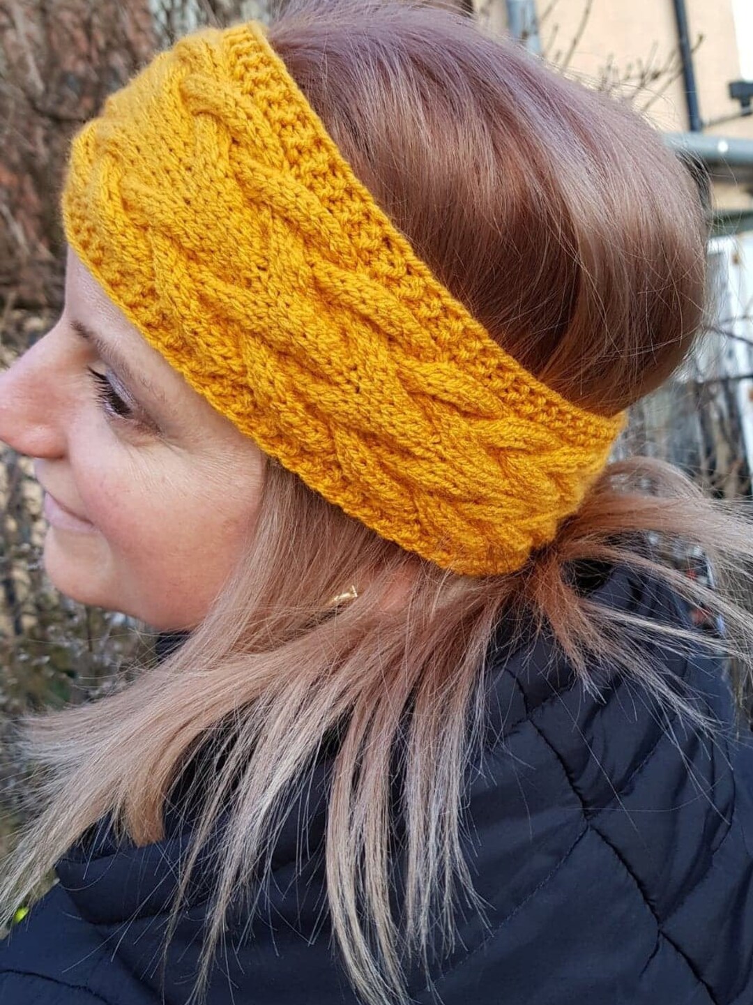 Hand Knitted Cable Headband – Acrylic Blend Ear Warmer - Etsy display picture 3