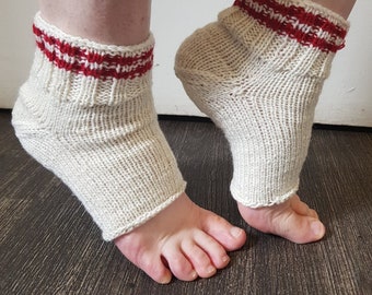 Hand Knitted Wool Yoga Socks, Toe Less Pilates Socks