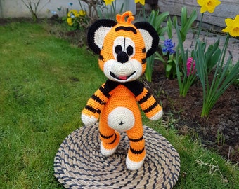 Handmade Crochet Tiger Amigurumi: Stuffed Orange Tiger Toy (14 inch)