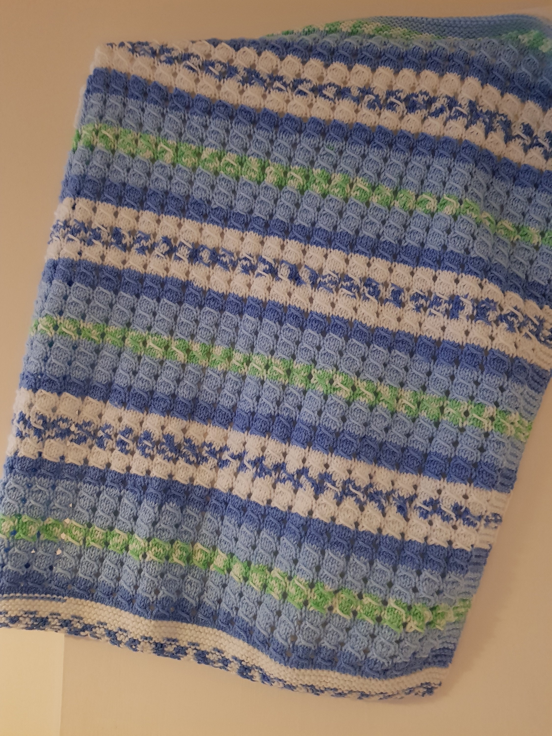 Hand Knitted Baby Blanket Handmade Wool Blanket Knitted Etsy