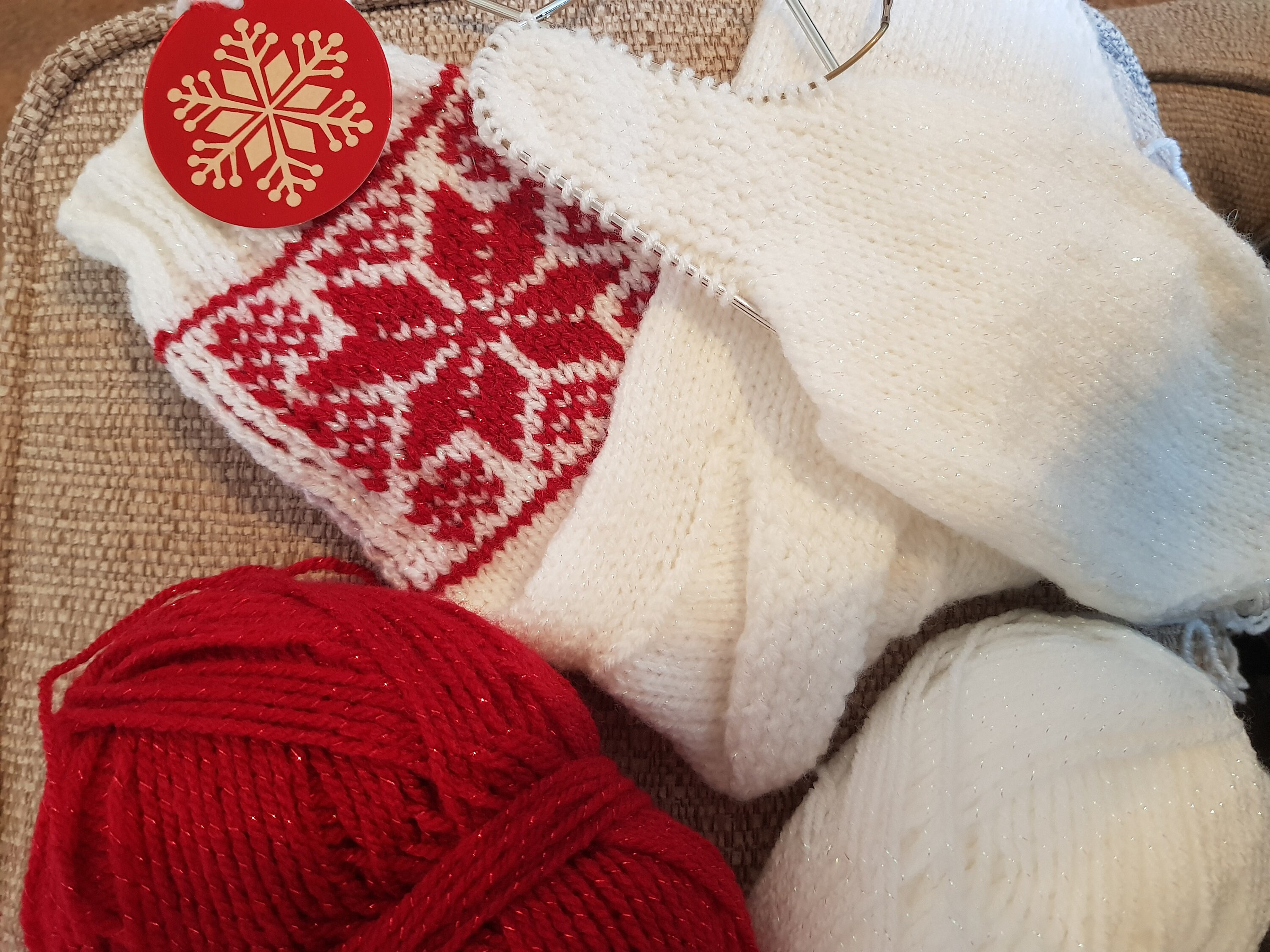 Knitted Christmas Socks Cotton Socks Hand knitted Snowflake Etsy