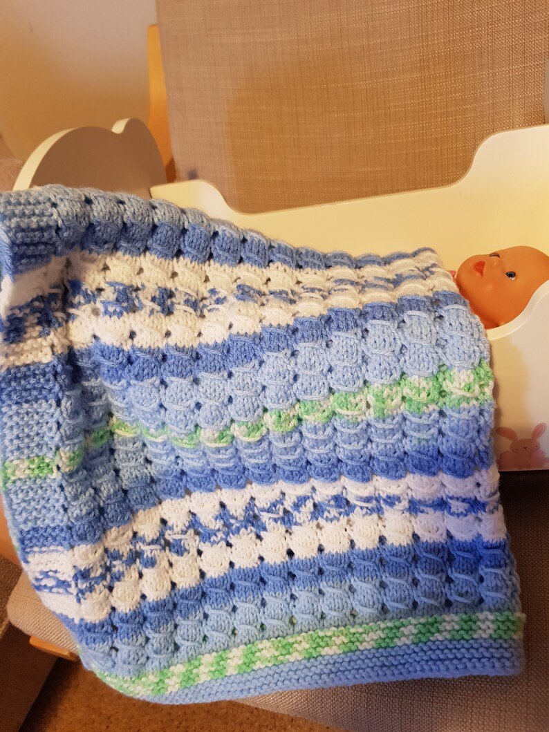 Hand Knitted Baby Blanket Handmade Wool Blanket Knitted Etsy