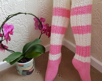 Cable Knit Thigh High Socks: Women's Extra Long Boot Socks