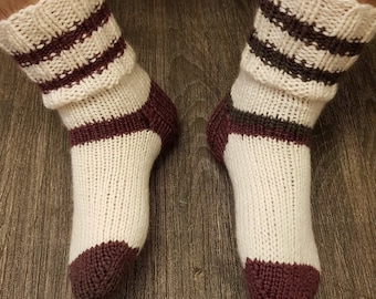 Knitted Men Socks - Hand Knit Socks - Hand Knit Mens Wool Socks Knitted Socks - Home Socks - Wool Socks Men UK 7-8(40-41)