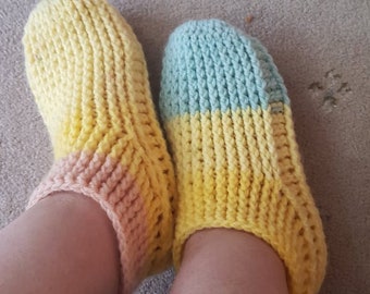 Knitted Adults Slippers Crochet House Socks, Crochet adults socks, slippers Size 6/38-39