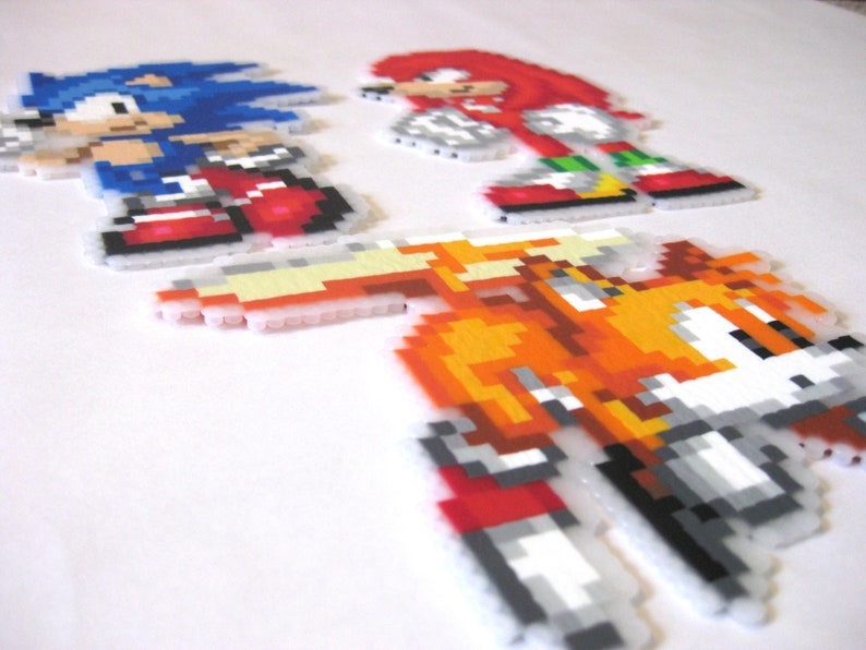 Sonic Tails and Knuckles Perler Pixel Art - Etsy
