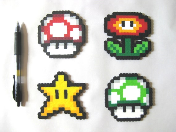 Super Mario Power Up Perler Pixel Art Etsy