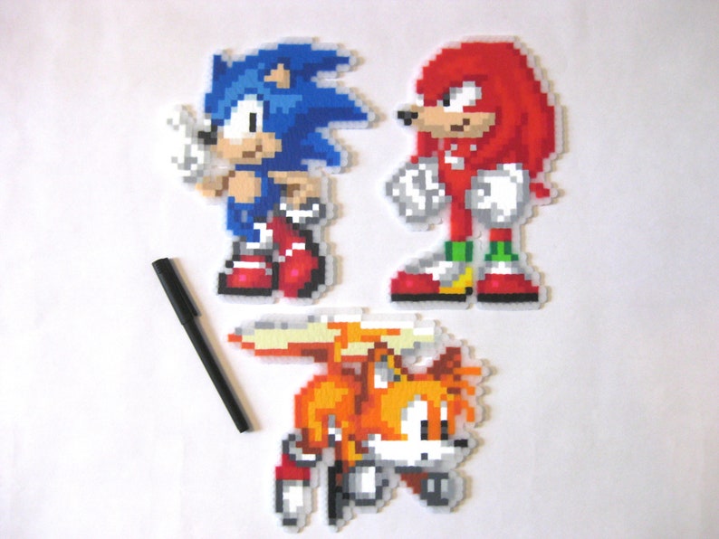 Sonic Tails and Knuckles Perler Pixel Art - Etsy