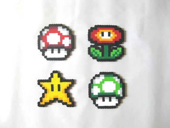 Super Mario Power Up Perler Pixel Art Etsy