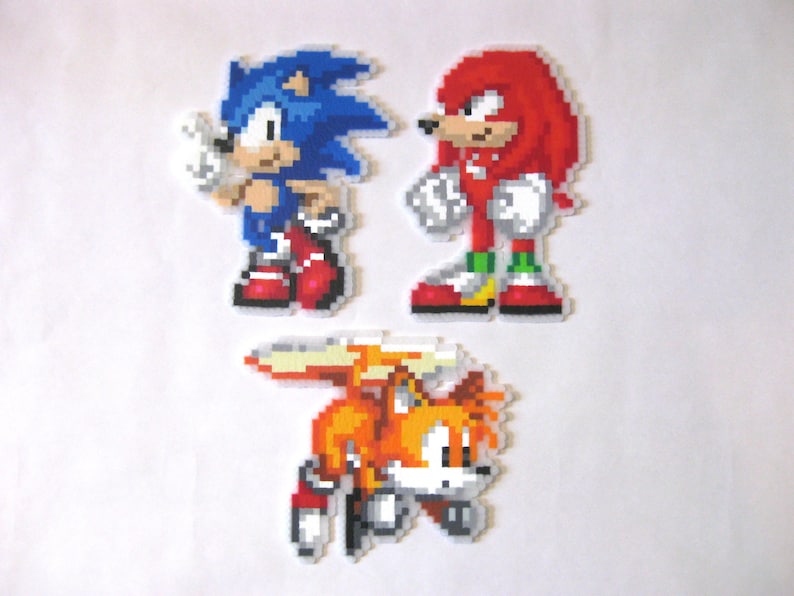 Sonic Tails and Knuckles Perler Pixel Art | Etsy