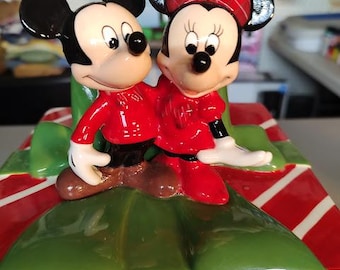 Minnie and Mickey Christmas Cookie Jar