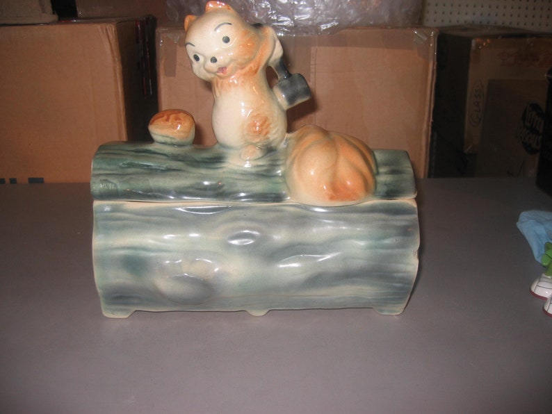 Squirrel on a Log Cookie Jar