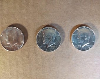 Three 1969 Kennedy Half Dollars, 40% silver