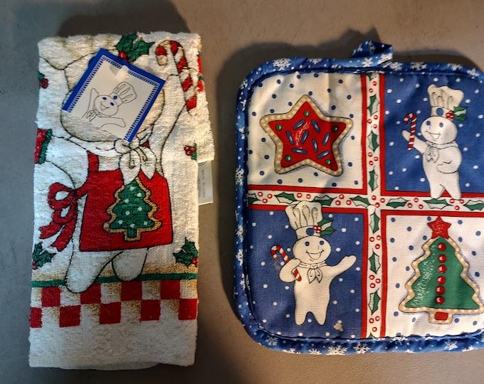 Pillsbury Doughboy Holiday Towel and Pot Holder