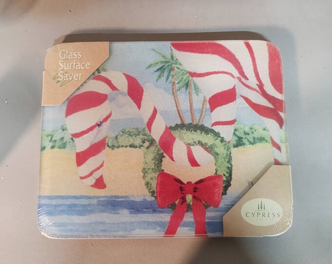 Tropical Christmas Small Glass Cutting Board