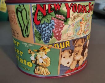 Vintage Labels Cookie Jar