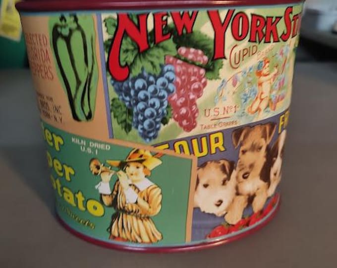 Vintage Labels Cookie Jar