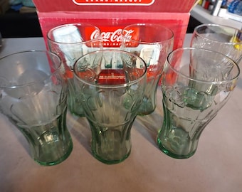 6 Vintage Coca Cola Drinking Glasses