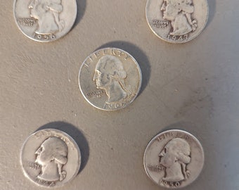 5 Mixed Years Washington Quarters