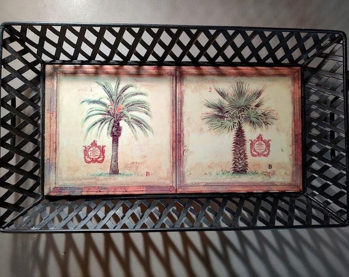 Beautiful Tropical Metal and Ceramic Tray