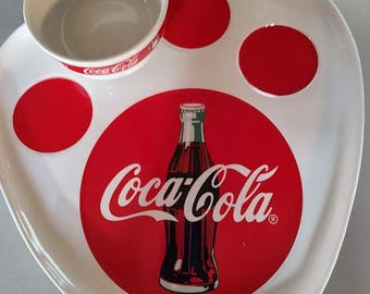 Coca Cola Ceramic Chip and Dip Set