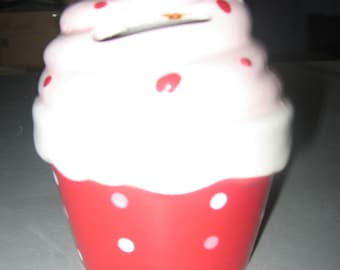 Strawberry Cupcake Ceramic Bank