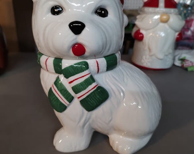 Christmas Dog Cookie Jar
