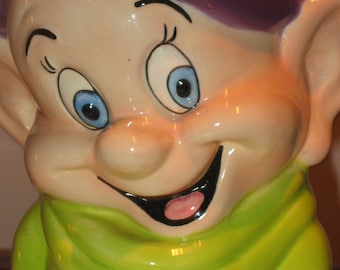 Snow White's Dopey Ceramic Cookie Jar from Treasure Craft