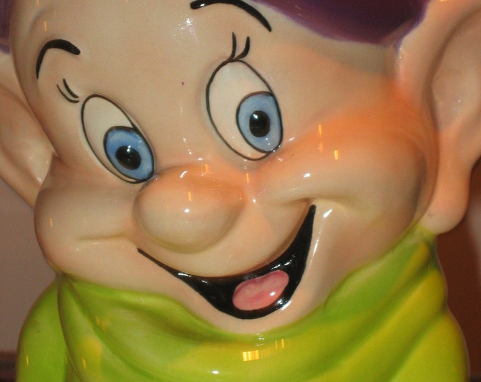Snow White's Dopey Ceramic Cookie Jar from Treasure Craft
