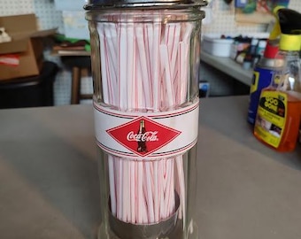 Coca Cola Glass Straw Dispenser