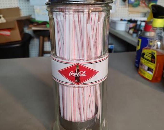 Coca Cola Glass Straw Dispenser