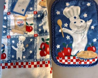 Pillsbury Doughboy Towel and Pot Holder
