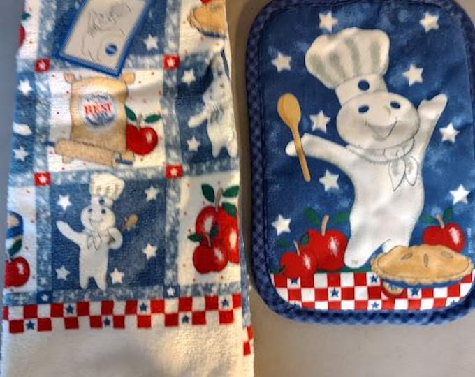 Pillsbury Doughboy Towel and Pot Holder