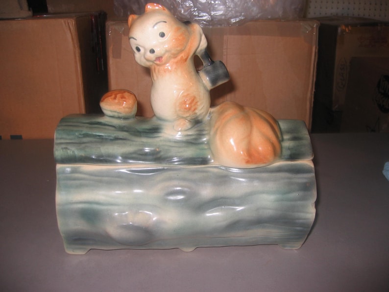 Squirrel on a Log Cookie Jar