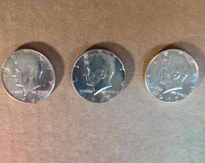 Three 1967 Kennedy Half Dollars 40% Silver