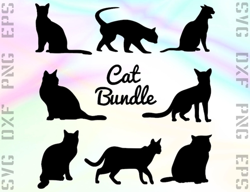Cat Cut Files Eps Vectors Cat Silhouette Cat Clipart Dxf Svg Kitty Dxf Files Cat Png Png Cat Cricut Files Cat SVG Files