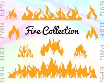Fire SVG Files - Fire Clipart - Flames Cricut Files - Fire Dxf Files - Fire Cut Files - Fire Png - Flames Silhouette - Svg, Dxf, Png, Eps