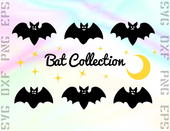 Bat Svg Files Bat Dxf Files Bat Clipart Halloween Bat Etsy