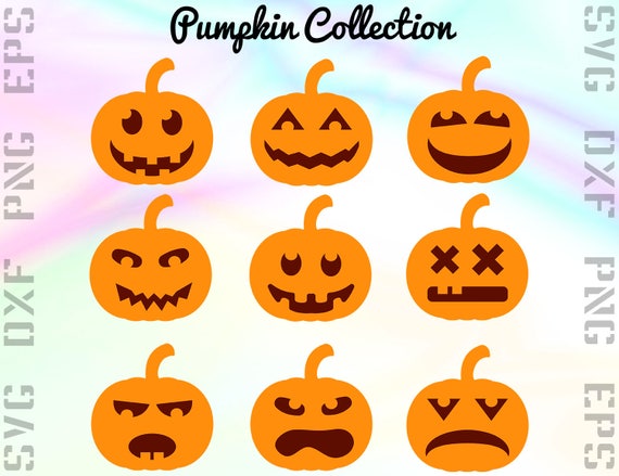 Pumpkin SVG Files Pumpkin Face Dxf Files Halloween Clipart | Etsy
