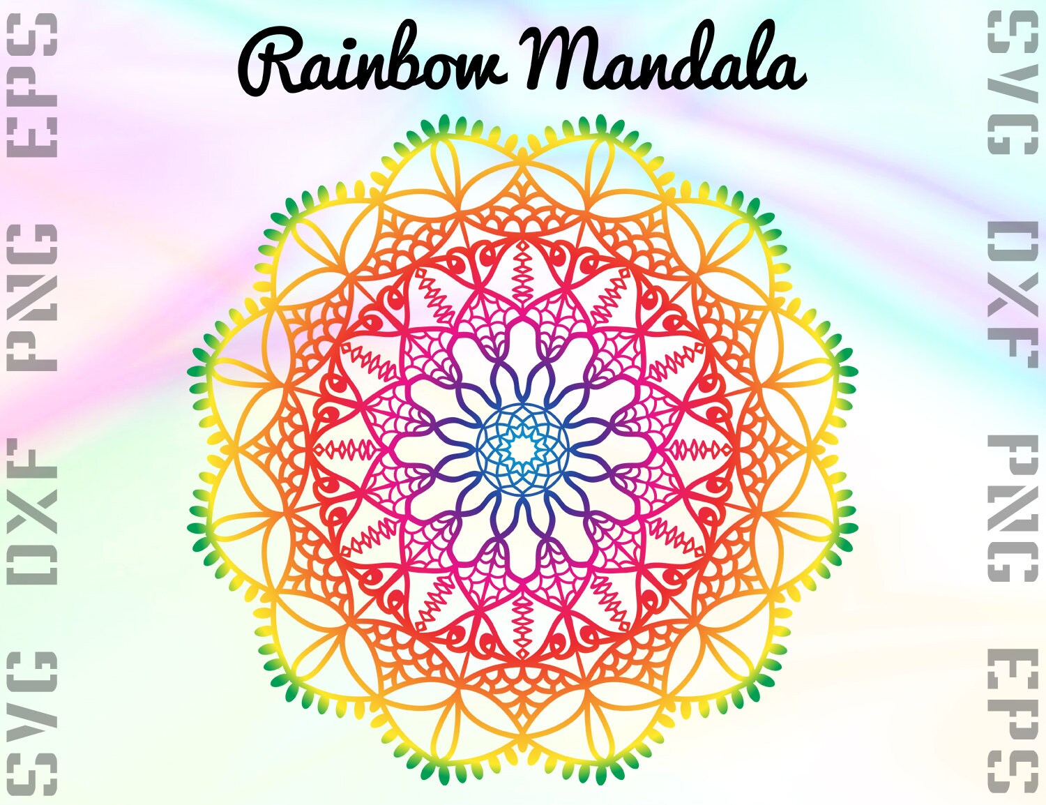 Download Rainbow Mandala SVG File Mandala Rainbow Dxf File Rainbow ...