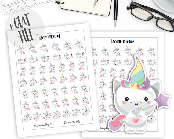 unicorn stickers printable unicorn planner stickers etsy
