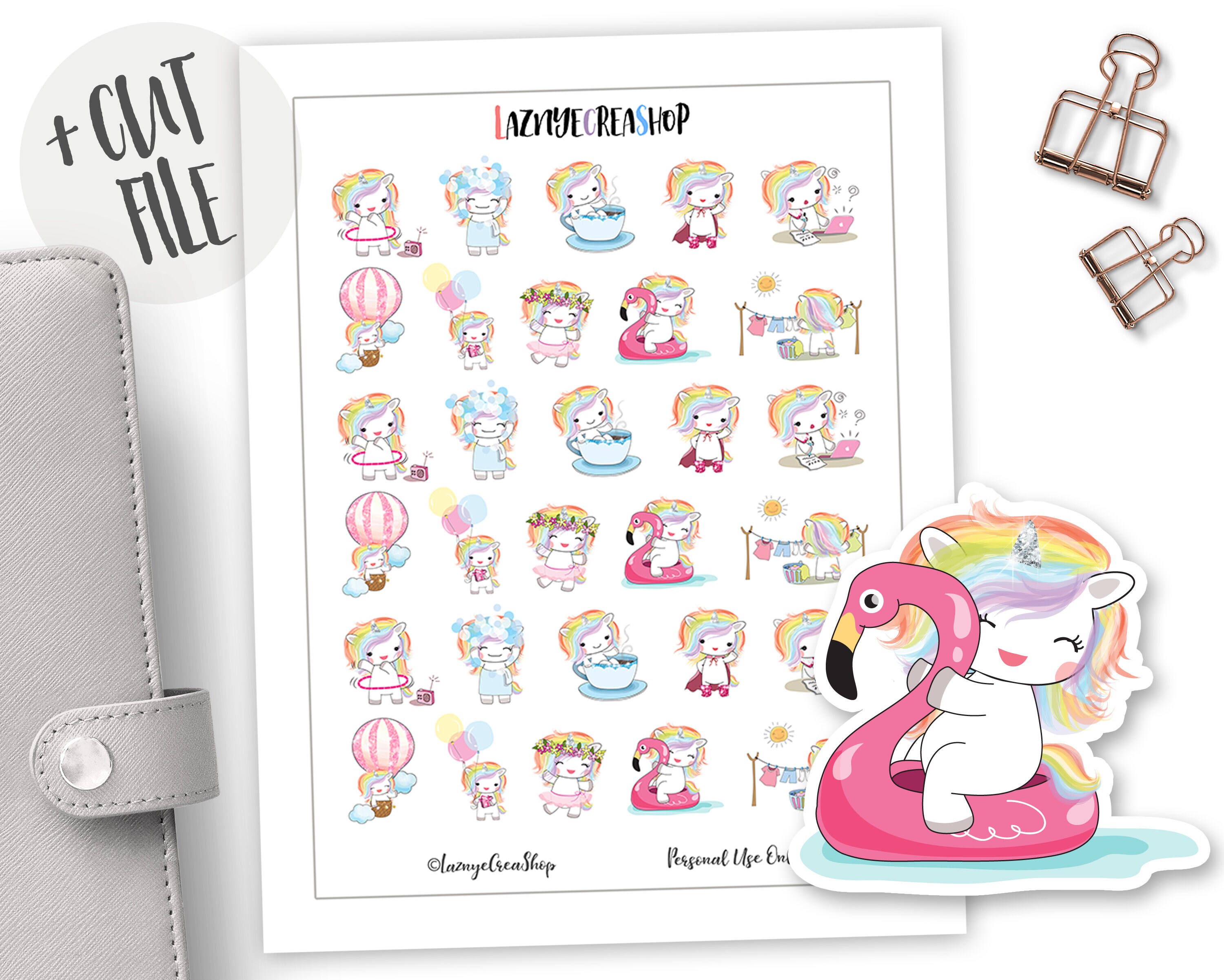 printable cute unicorn stickers unicorn stickers grocery etsy