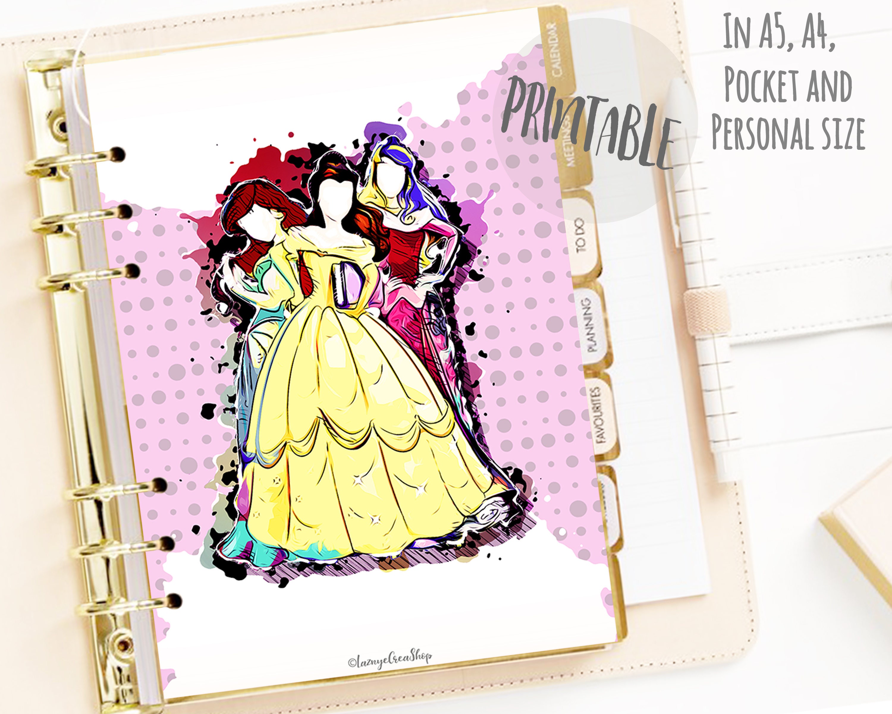 Printable Disney Princess Planner Dashboard Disney Print Etsy