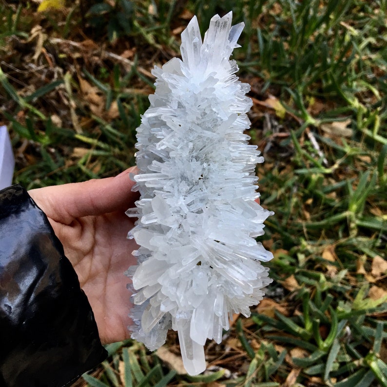 Quartz Crystals after Spharelite with Long Sharpy Crystals Cluster Specimen